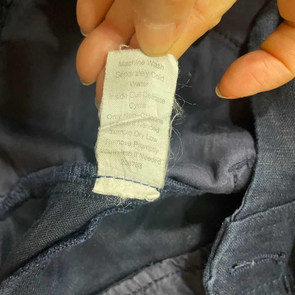 CAbi Navy Blue Linen Sailor Crop Pants